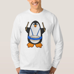 Pinguin als Musiker mit Drum T-Shirt