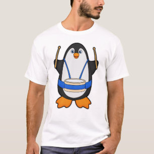 Pinguin als Musiker mit Drum T-Shirt
