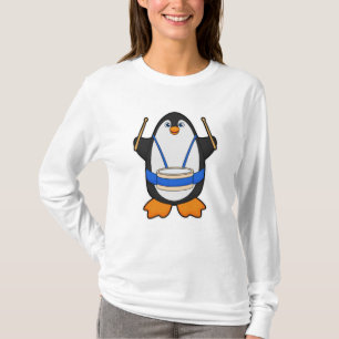 Pinguin als Musiker mit Drum T-Shirt