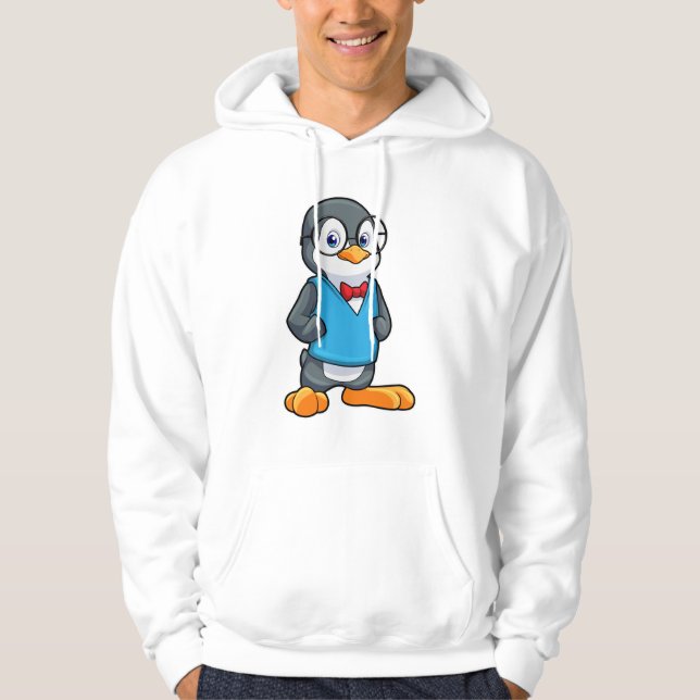 Pinguin als Nerd mit Brille Hoodie (Vorderseite)