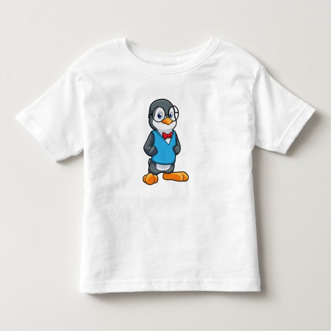 Pinguin als Nerd mit Brille Kleinkind T-shirt (Vorderseite)