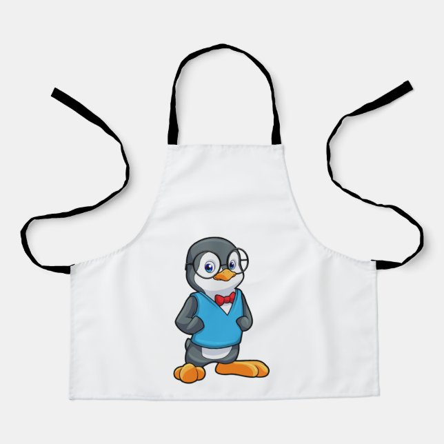 Pinguin als Nerd mit Brille Schürze (Vorderseite)