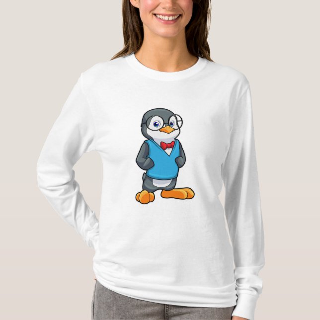 Pinguin als Nerd mit Brille T-Shirt (Vorderseite)