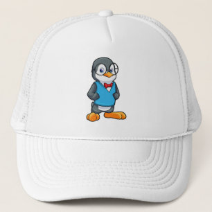 Pinguin als Nerd mit Brille Truckerkappe