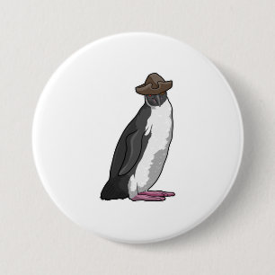 Pinguin als Pirate mit Hut Button