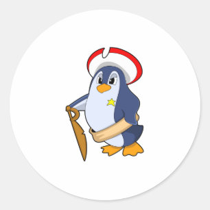 Pinguin als Pirate mit Hut Runder Aufkleber