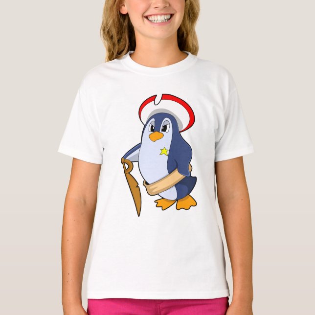 Pinguin als Pirate mit Hut T-Shirt (Vorderseite)