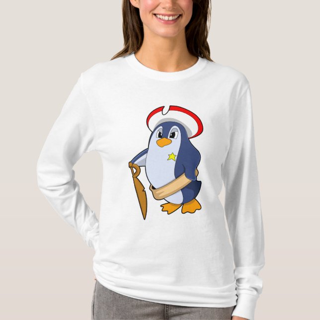 Pinguin als Pirate mit Hut T-Shirt (Vorderseite)