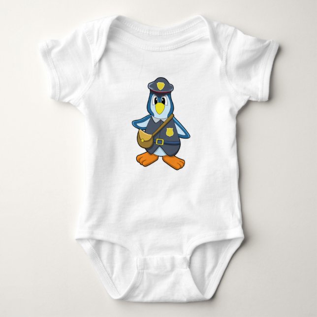 Pinguin als Polizin mit Handtasche Baby Strampler (Vorderseite)