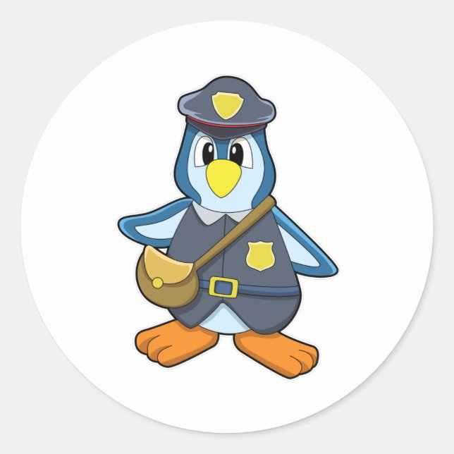 Pinguin als Polizin mit Handtasche Runder Aufkleber (Vorderseite)
