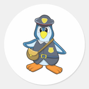Pinguin als Polizin mit Handtasche Runder Aufkleber