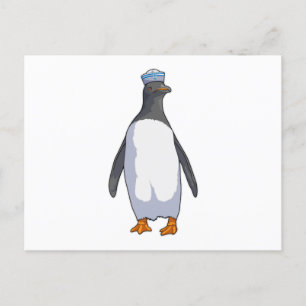 Pinguin als Sailor mit Hut Postkarte