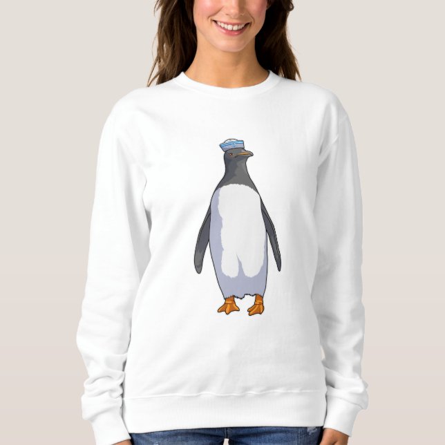 Pinguin als Sailor mit Hut Sweatshirt (Vorderseite)