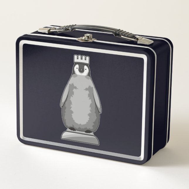 Pinguin als Schachstück King Metall Brotdose (Vorderseite)