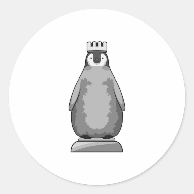 Pinguin als Schachstück King Runder Aufkleber (Vorderseite)