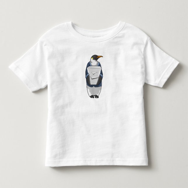 Pinguin als Sekretär mit Papierstapel Kleinkind T-shirt (Vorderseite)