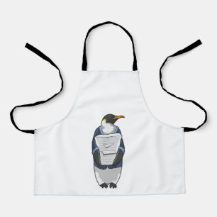 Pinguin als Sekretär mit Papierstapel Schürze