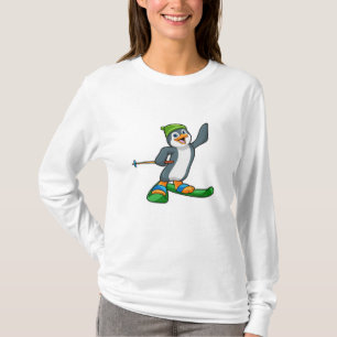 Pinguin als Skier mit Ski & Cap T-Shirt