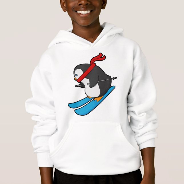 Pinguin als Skifahrer mit Ski Hoodie (Vorderseite)