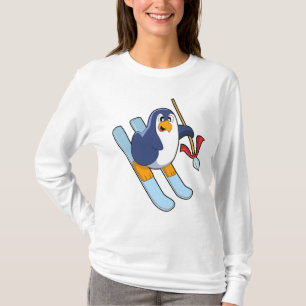Pinguin als Skifahrer mit Ski T-Shirt