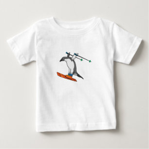 Pinguin als Skijumper mit Ski Baby T-shirt