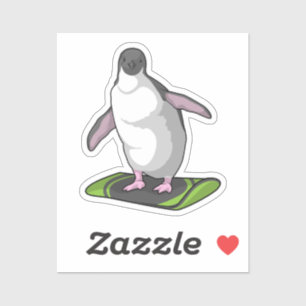 Pinguin als Snowboarder mit Snowboard Aufkleber