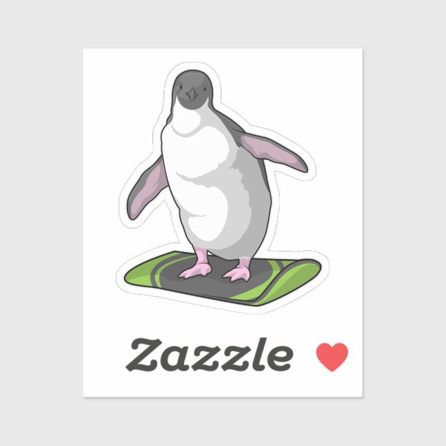 Pinguin als Snowboarder mit Snowboard Aufkleber (Blatt)