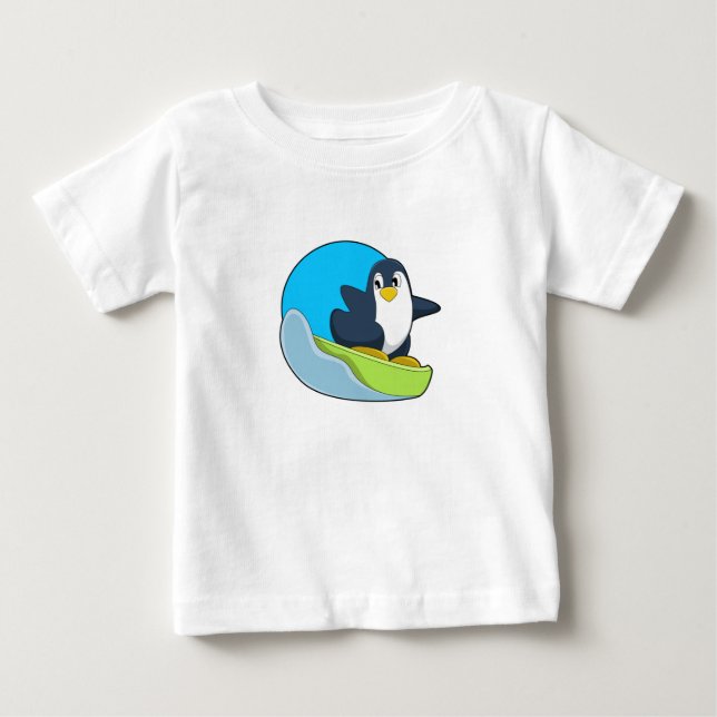 Pinguin als Snowboarder mit Sonowboard.PNG Baby T-shirt (Vorderseite)