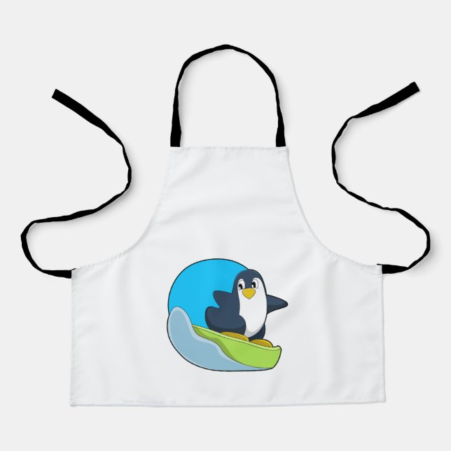 Pinguin als Snowboarder mit Sonowboard.PNG Schürze (Vorderseite)