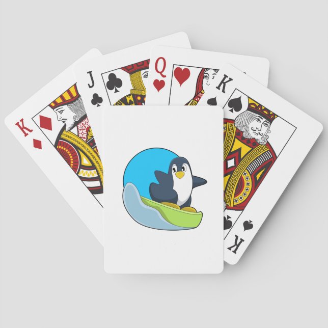 Pinguin als Snowboarder mit Sonowboard.PNG Spielkarten (Rückseite)