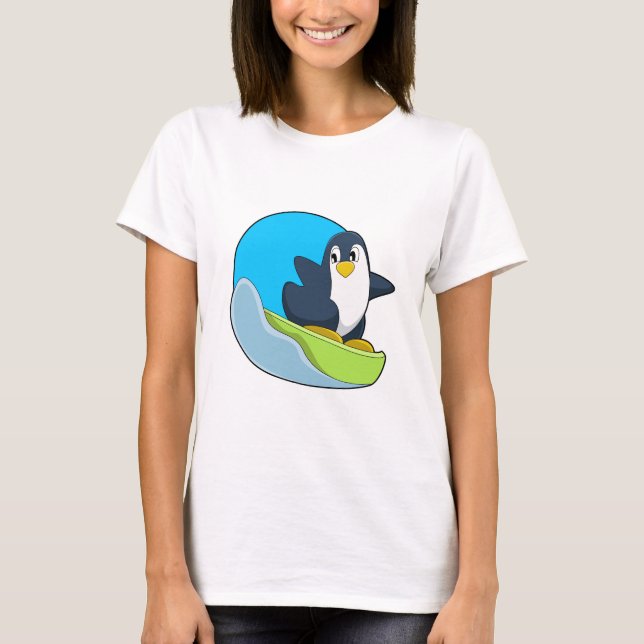 Pinguin als Snowboarder mit Sonowboard.PNG T-Shirt (Vorderseite)