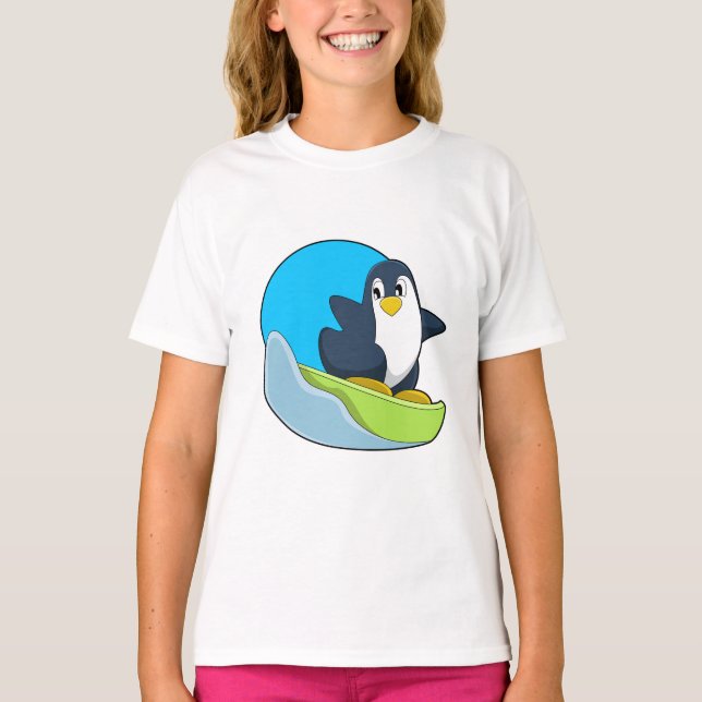 Pinguin als Snowboarder mit Sonowboard.PNG T-Shirt (Vorderseite)