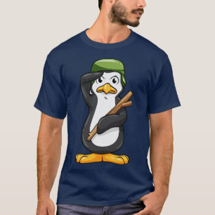 Pinguin als Soldat mit Helm und militärischer Begr T-Shirt