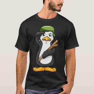 Pinguin als Soldat mit Helm und Militärsalat T-Shirt