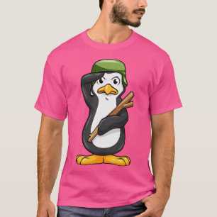 Pinguin als Soldat mit Helm und Militärsalat T-Shirt