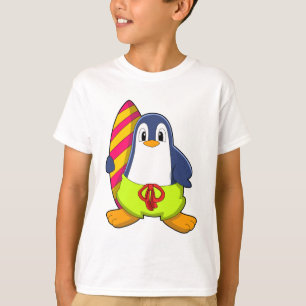 Pinguin als Surfer mit Surfbrett T-Shirt