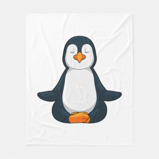 Pinguin an der Yoga-Fitness im Sitzen Fleecedecke (Vorderseite)