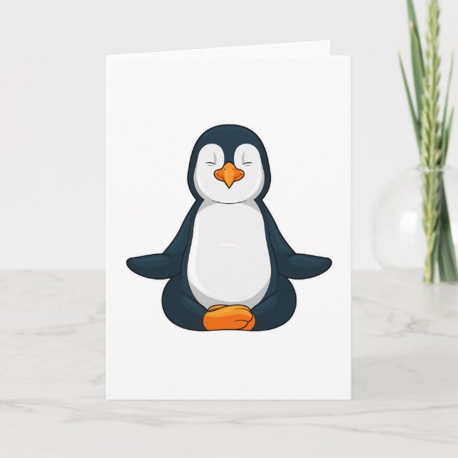 Pinguin an der Yoga-Fitness im Sitzen Karte (Vorderseite)