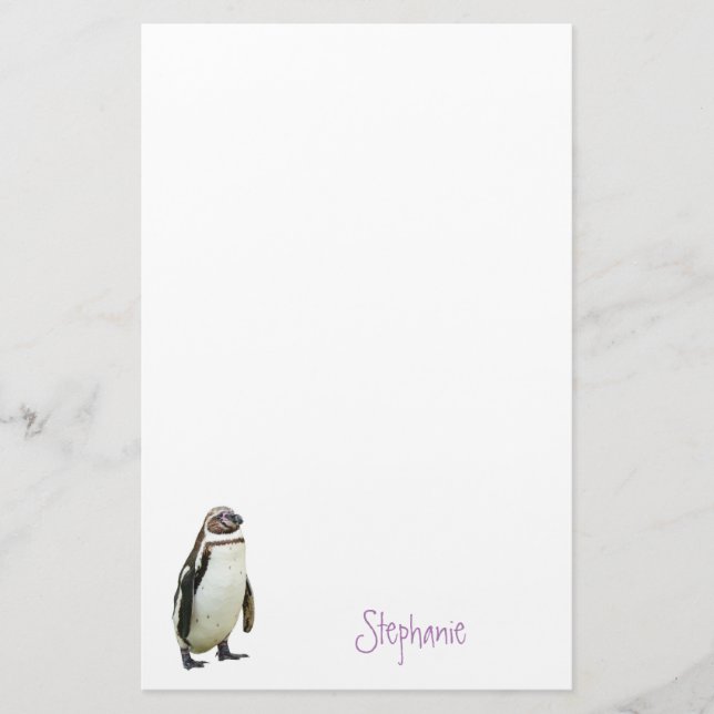 Pinguin Animal Personalisiert Name Stationery Briefpapier (Vorderseite)