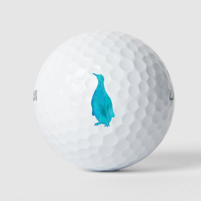 Pinguin Aqua Silhouette Aquamarin Golfball (Vorderseite)