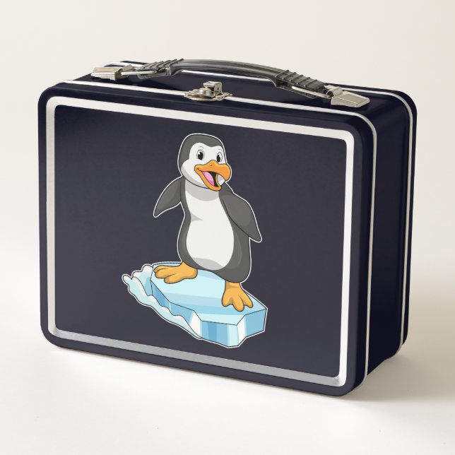 Pinguin auf Eisscholle Metall Brotdose (Vorderseite)