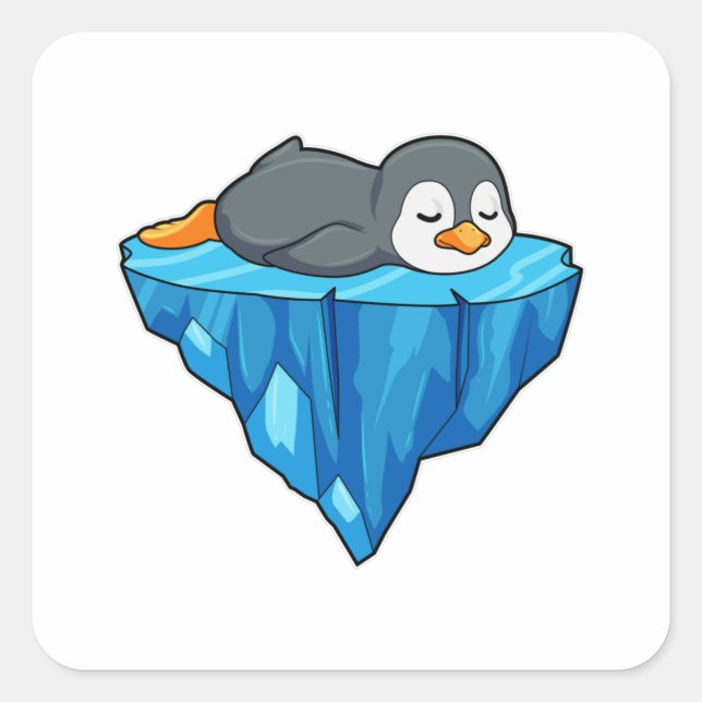 Pinguin auf Eisscholle Quadratischer Aufkleber (Vorderseite)