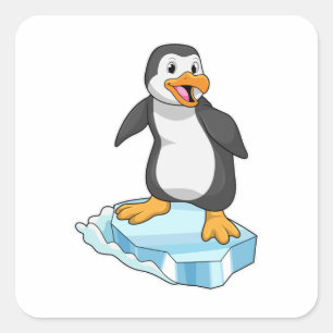 Pinguin auf Eisscholle Quadratischer Aufkleber