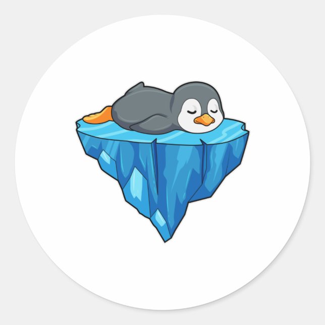 Pinguin auf Eisscholle Runder Aufkleber (Vorderseite)