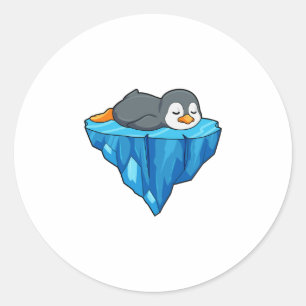 Pinguin auf Eisscholle Runder Aufkleber