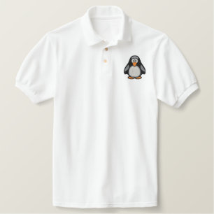 Pinguin auf Polo-Shirt gestickt