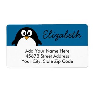 Pinguin aus niedlichem Cartoon mit blauem Hintergr