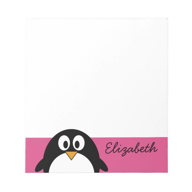 Pinguin aus niedlichem Cartoon mit rosa Hintergrun Notizblock (Vorderseite)
