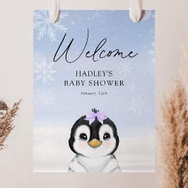 Pinguin Baby Dusche Begrüßungszeichen Poster