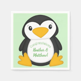 Pinguin Baby Dusche grün Serviette